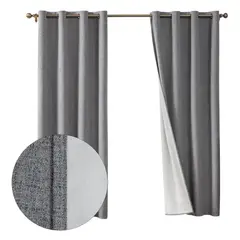 OKAY - Cortina Lino Con Blackout 100% Térmica Engomada 2 Paños