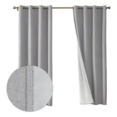 OKAY - Cortina Lino Con Blackout 100% Térmica Engomada 2 Paños