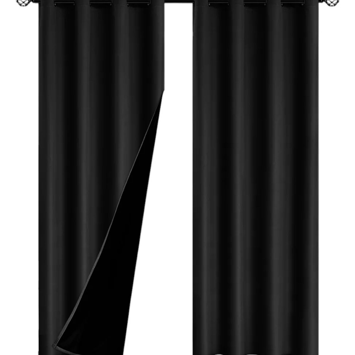 OKAY - Cortina Blackout Engomada 132x220 2 Paños Tela Fresca - Negro