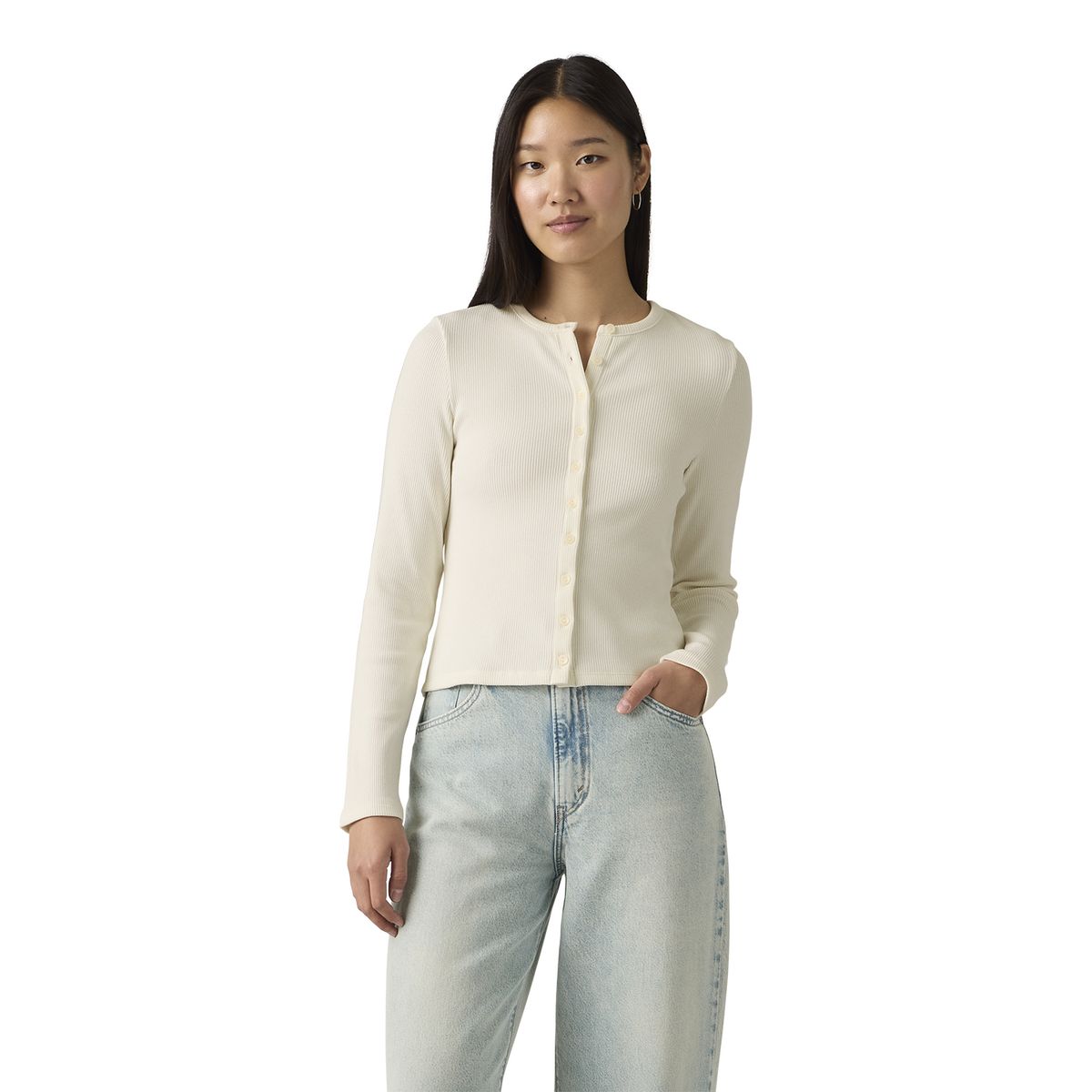 LEVIS - Polera Mujer Rory Button Up Beige Levis