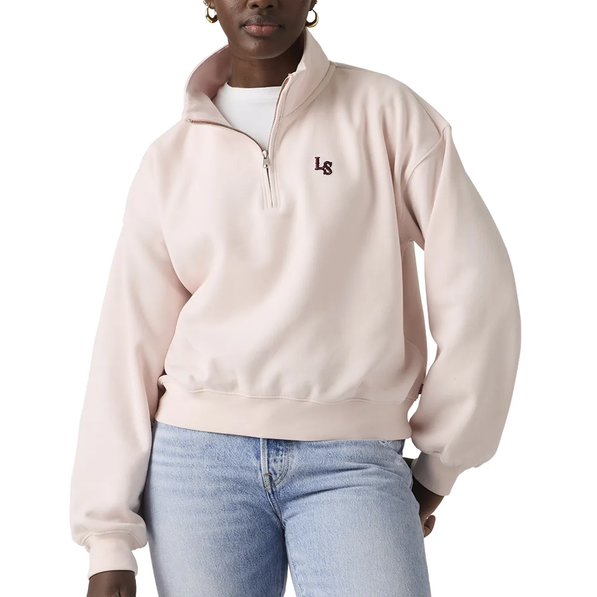 LEVIS - Polerón Mujer Vintage Boxy 1/4 Zip Rosado Levis