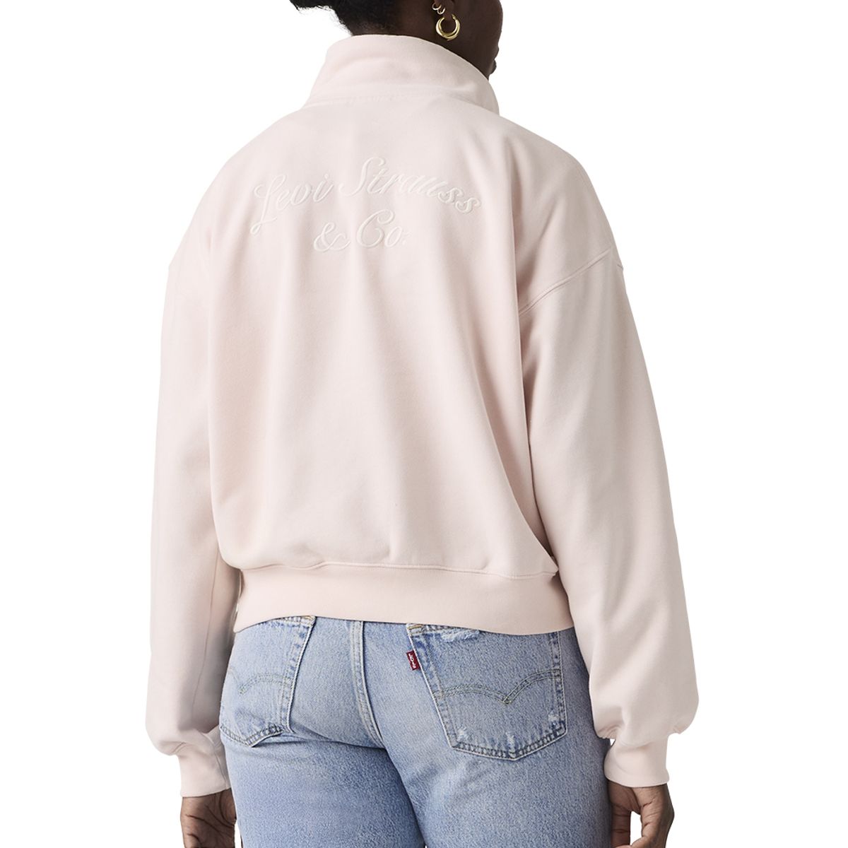 LEVIS - Polerón Mujer Vintage Boxy 1/4 Zip Rosado Levis
