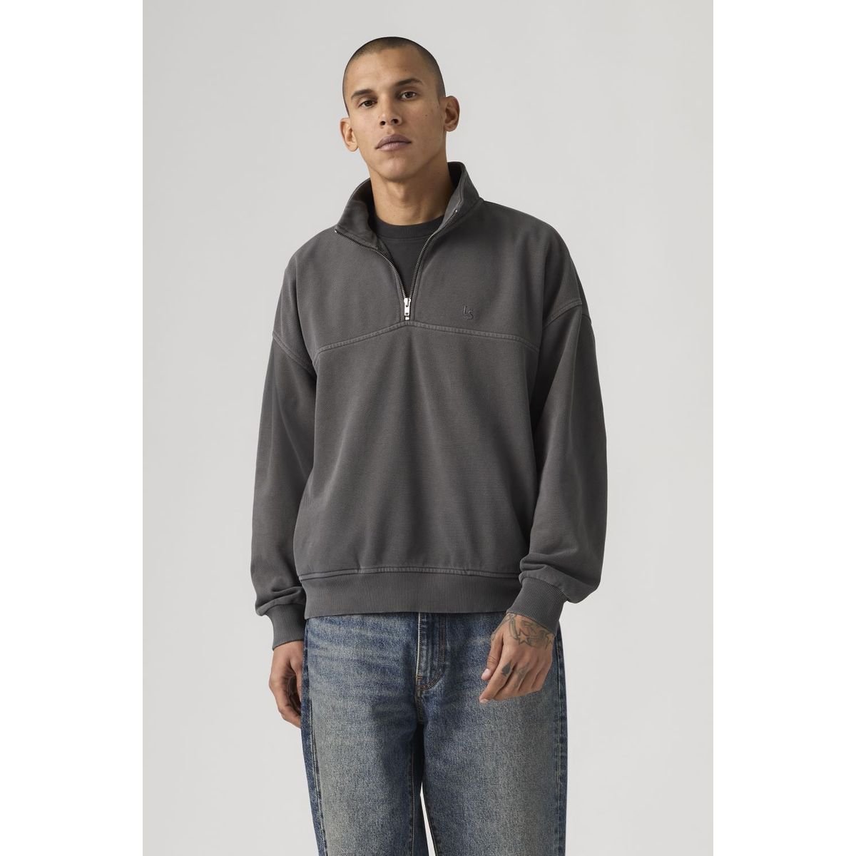 LEVIS - Polerón Hombre Marina Quarter Zip Gris Levis