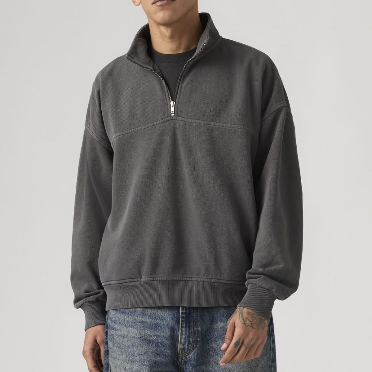 LEVIS - Polerón Hombre Marina Quarter Zip Gris Levis