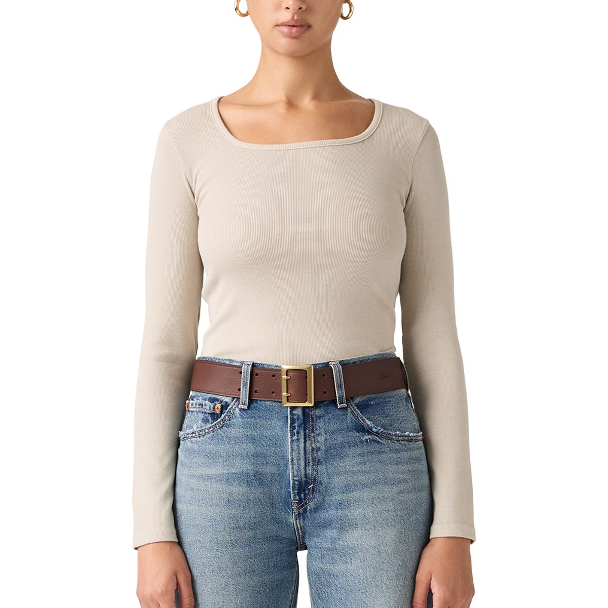 LEVIS - Polera Mujer Essential Neck Gris Levis