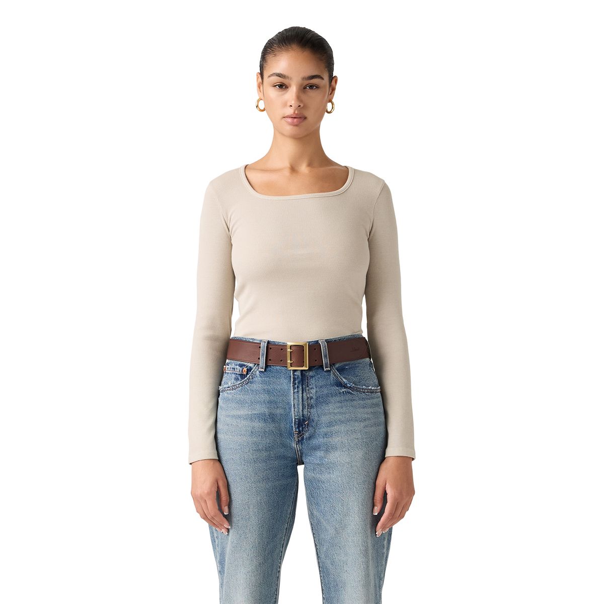 LEVIS - Polera Mujer Essential Neck Gris Levis