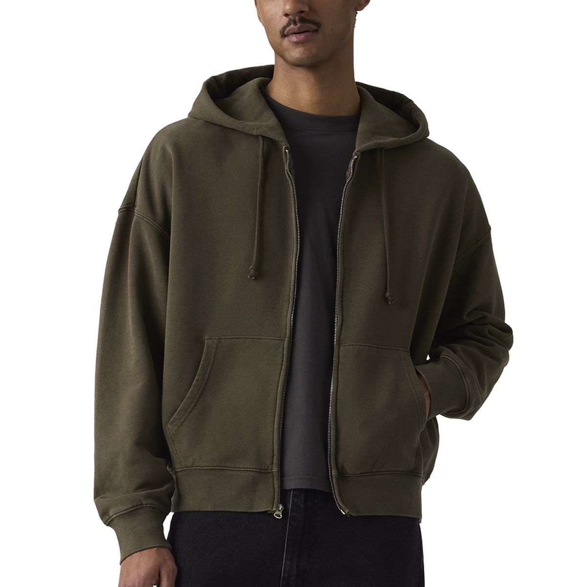LEVIS - Polerón Hombre Hayes Cropped Full Zip Café Levis