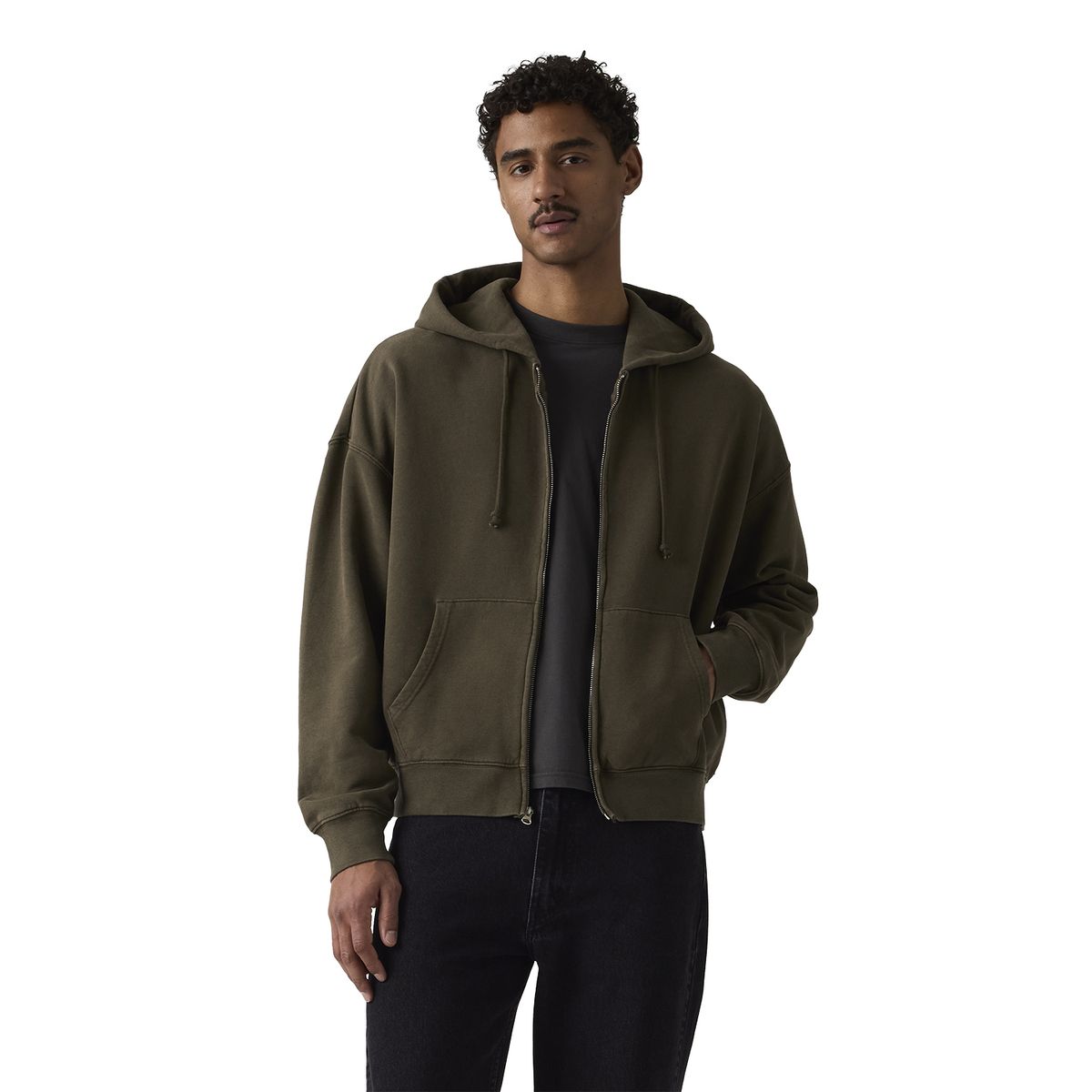 LEVIS - Polerón Hombre Hayes Cropped Full Zip Café Levis
