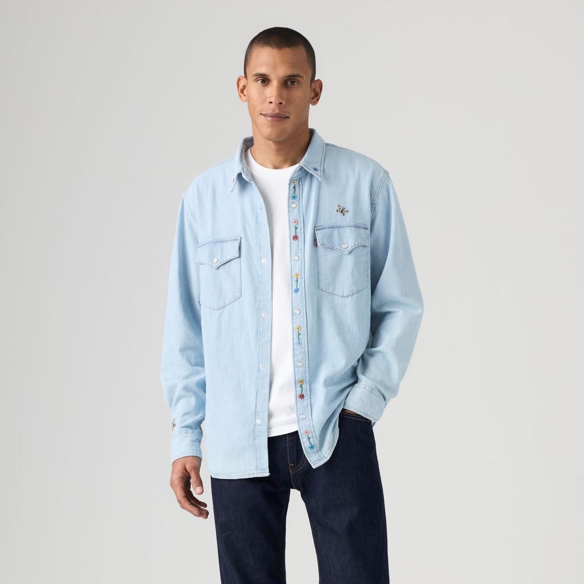 LEVIS - Camisa Hombre Relaxed Fit Western Azul Levis