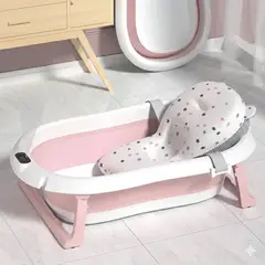 GENERICO - Bañera Tina Baño Bebe Plegable Portátil Con Cojín - GRANDE