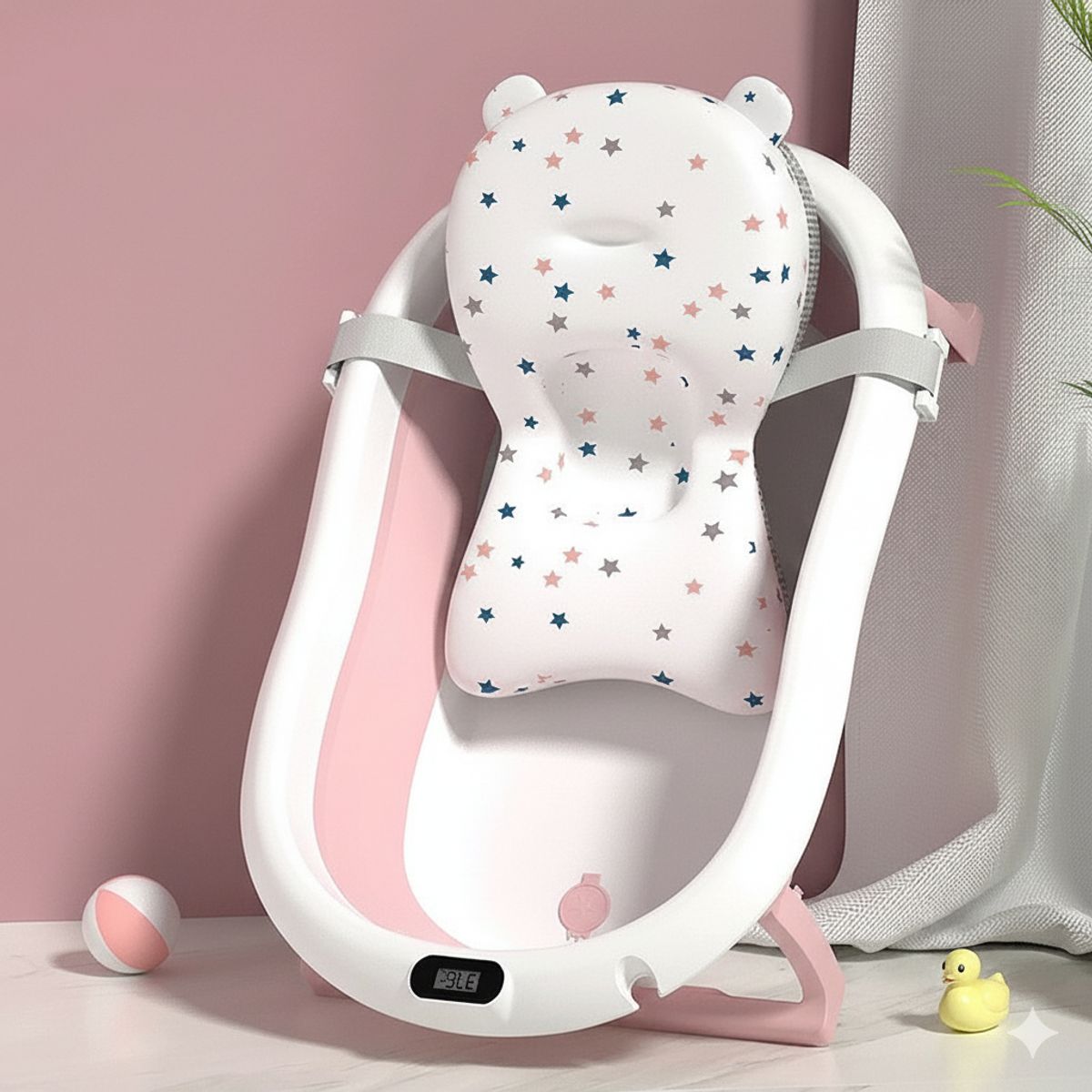 GENERICO - Bañera Tina Baño Bebe Plegable Portátil Con Cojín - GRANDE