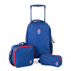 TITANIO - Tripack Escolar U de Chile Mochila con Ruedas + Estuche + Lonchera Producto Oficial