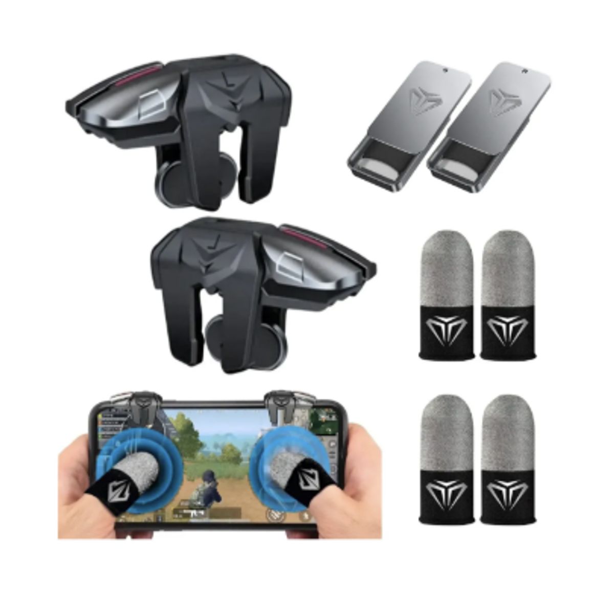 GENERICO - Gatillos Gamer Para Telefono + 2 Pair Dedales Gamer