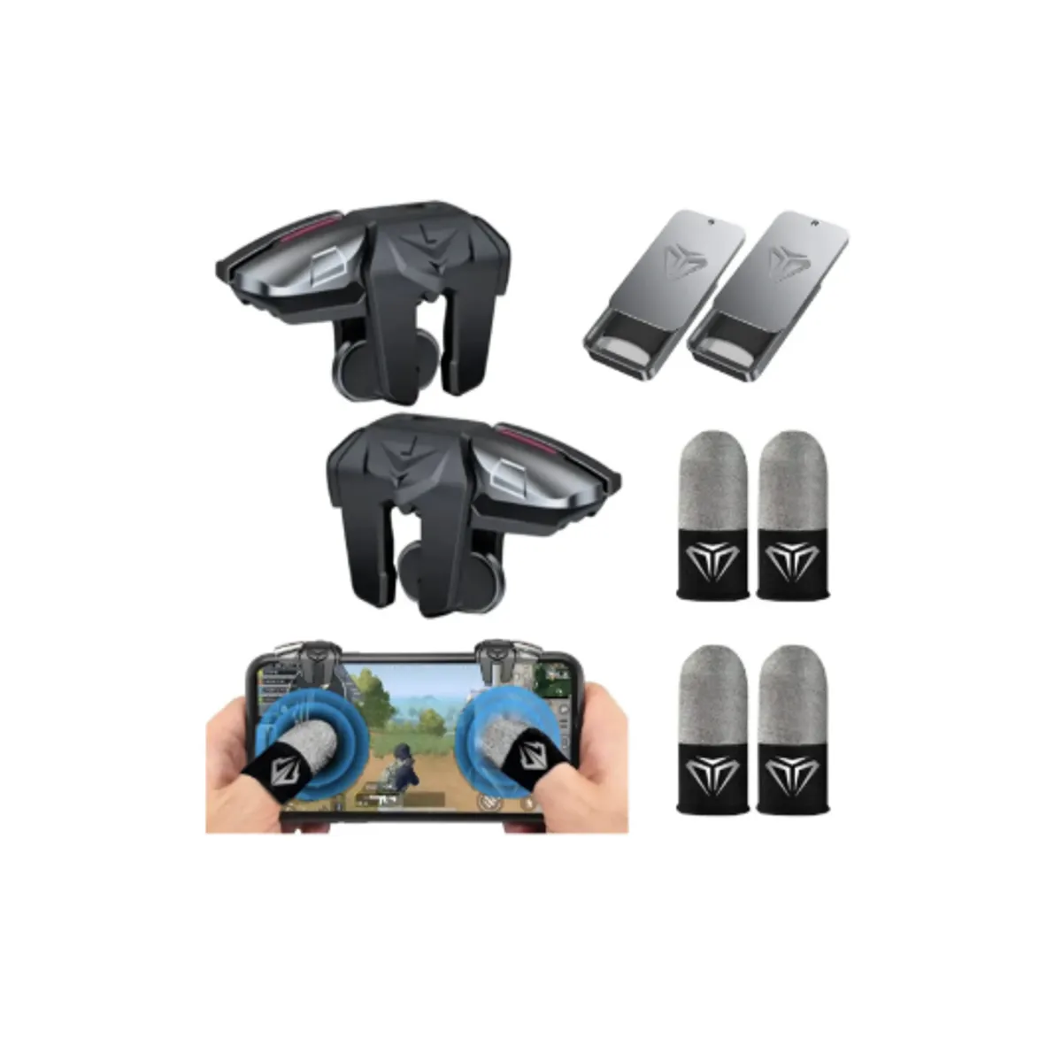 GENERICO - Gatillos Gamer Para Telefono + 2 Pair Dedales Gamer