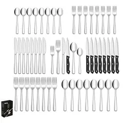GENERICO - 48 Piezas Juego De Cubiertos De Acero Inoxidable Servicios Plateado BELUG