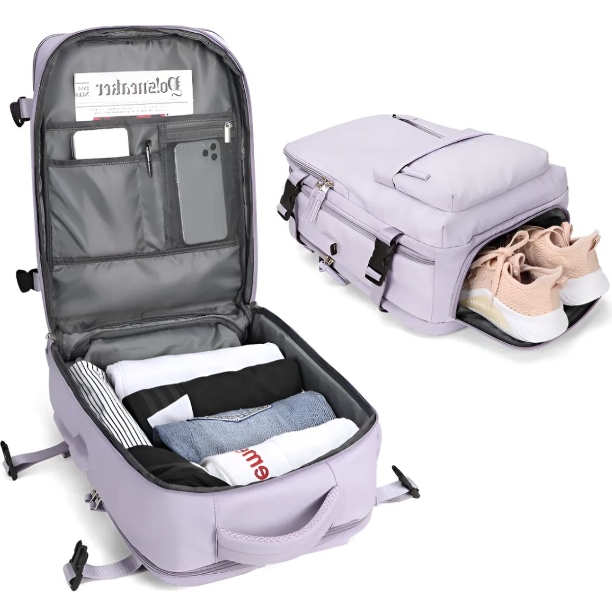 MOMO - Mochila De Viaje Avión Aprobado Gran Capacidad  Diseño De La Tela Lisa