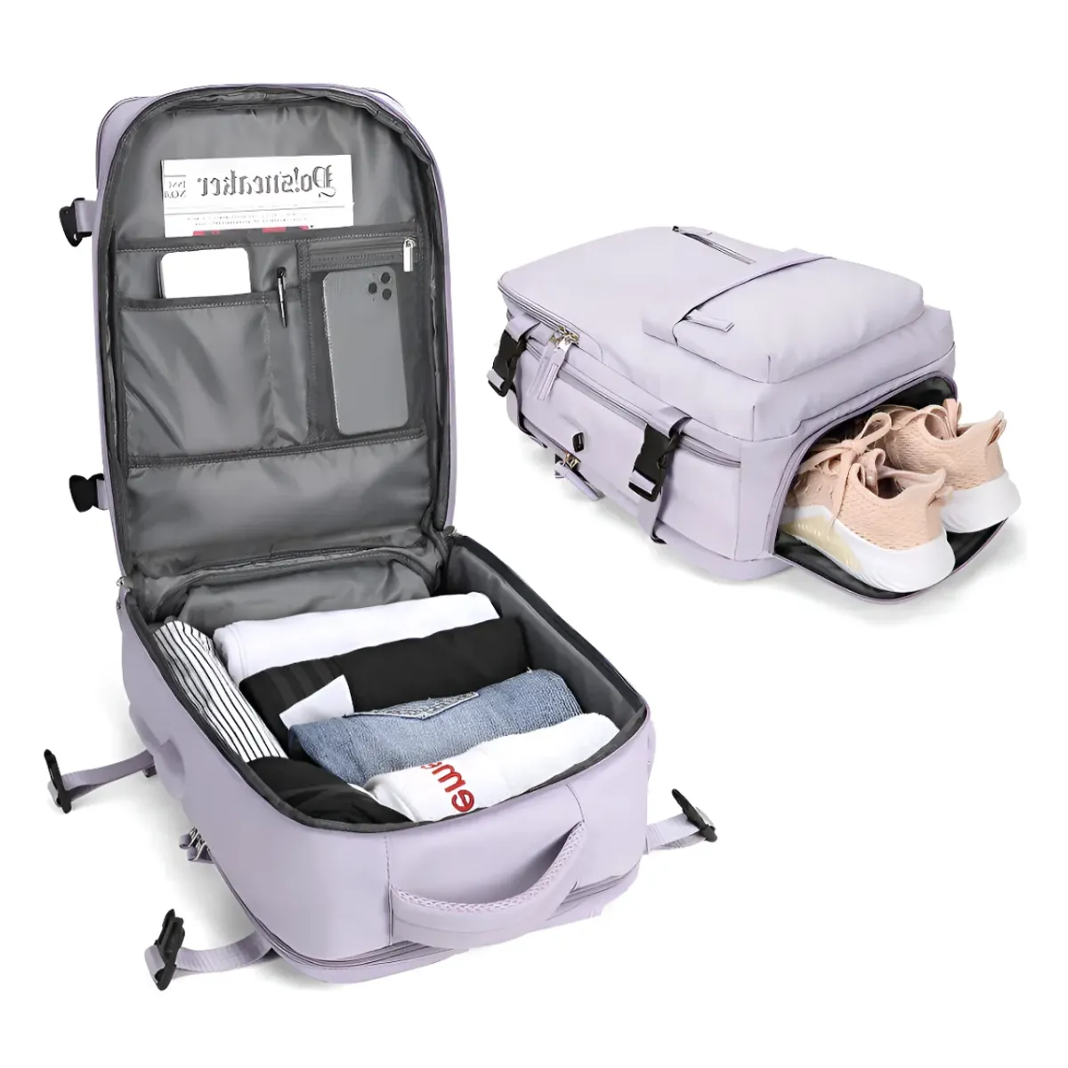 MOMO - Mochila De Viaje Avión Aprobado Gran Capacidad  Diseño De La Tela Lisa