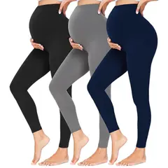 AAYO MODA - Pack de 3 Calzas de Algodón Maternales – Comodidad y Suavidad para el Embarazo