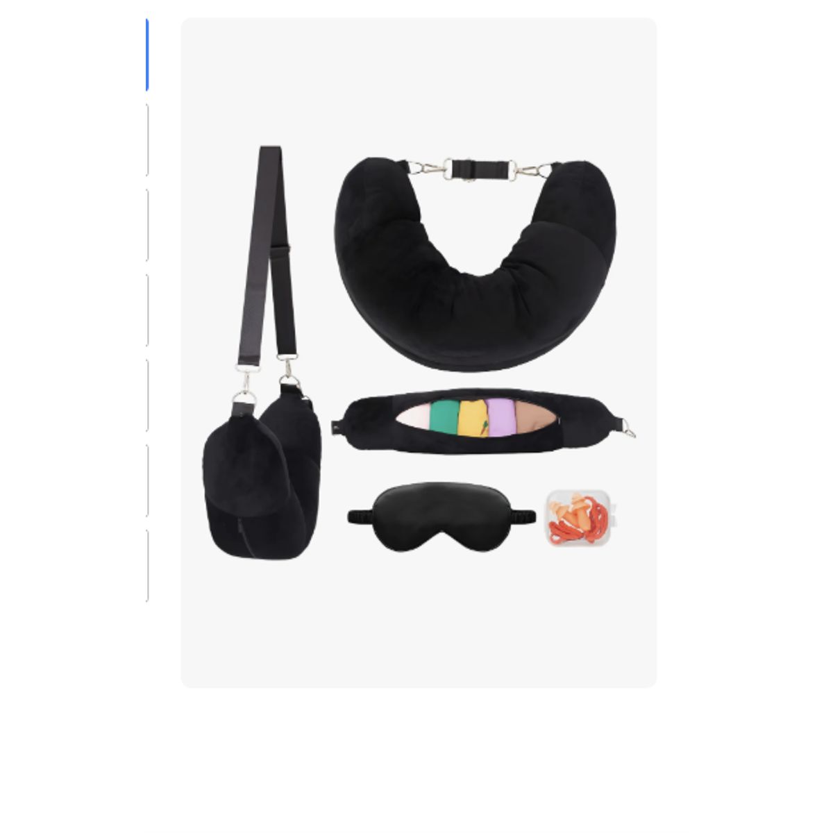 GENERICO - Almohada Cuello Rellenable Para Viajes antifaz Y Tapones Negro Portátil
