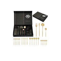 GENERICO - Set 24 Cubiertos Acero Inoxidable Juego De Servicio Completo