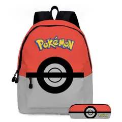 GENERICO - Mochila Escolar Diseño Pokemón Pokeball + Estuche Niños