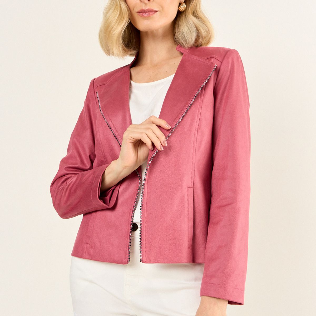 MA GRIFFE - Chaqueta Abierta Mujer Rosa Magriffe