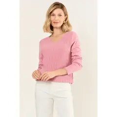 MA GRIFFE - Tejido Cerrado Escote En V Mujer Rosa Magriffe
