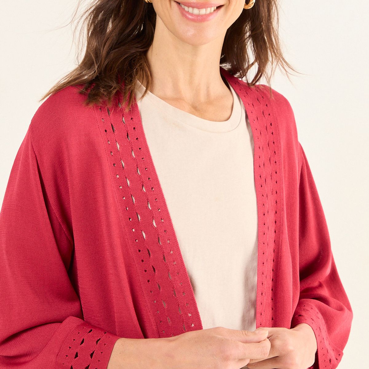 MA GRIFFE - Tejido Abierto Tipo Kimono Mujer Fucsia Magriffe