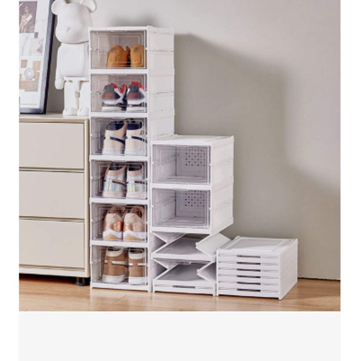 GENERICO - Caja Organizador De Zapatos Apilables 6 Niveles Blanco