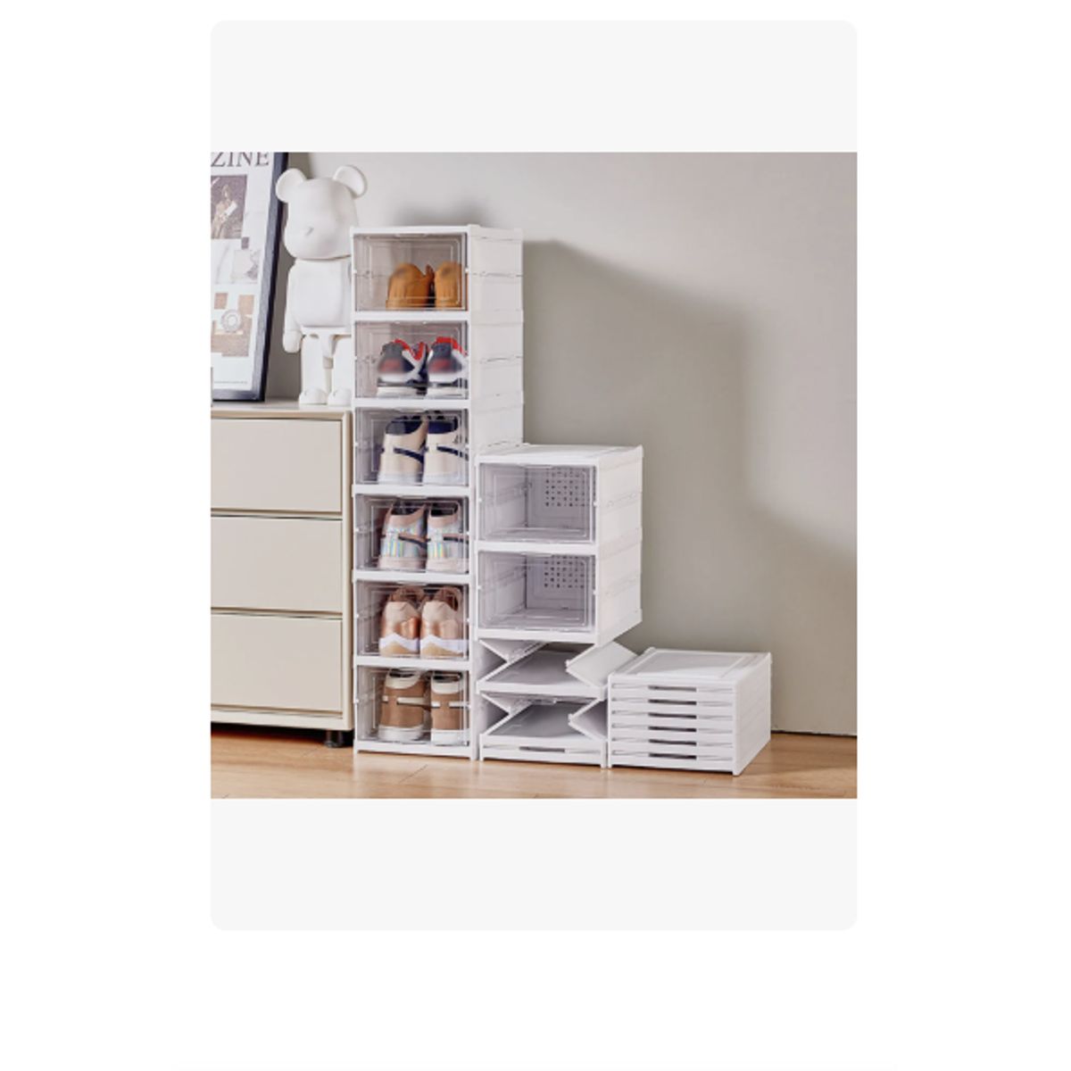 GENERICO - Caja Organizador De Zapatos Apilables 6 Niveles Blanco