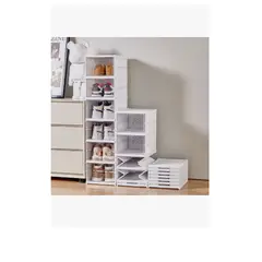 GENERICO - Caja Organizador De Zapatos Apilables 6 Niveles Blanco