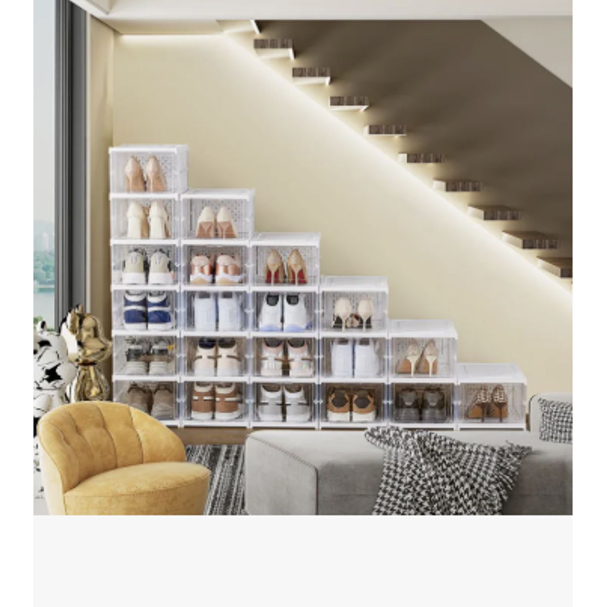 GENERICO - Caja Organizador De Zapatos Apilables 6 Niveles Blanco