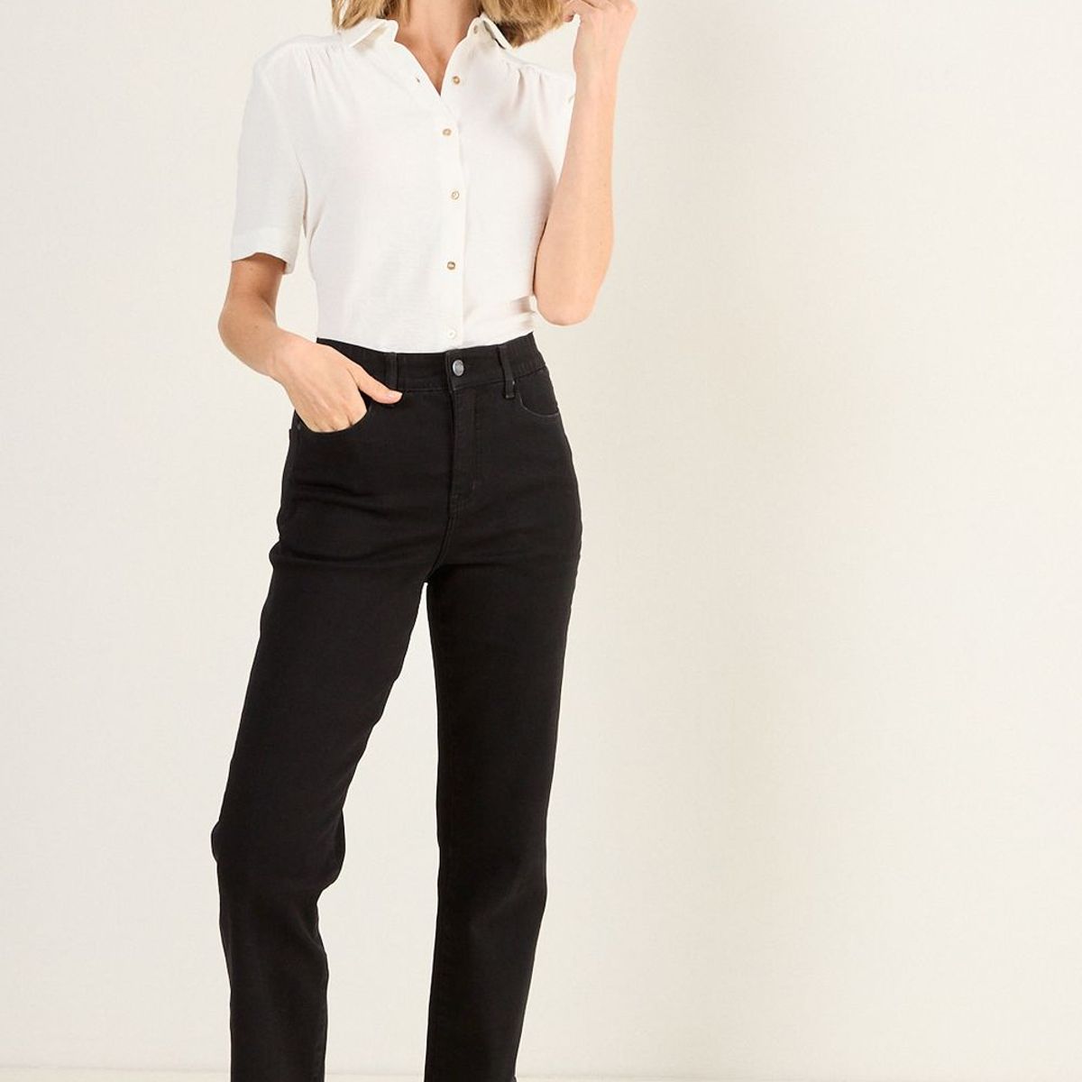 MA GRIFFE - Jeans Liso Mujer Negro Magriffe