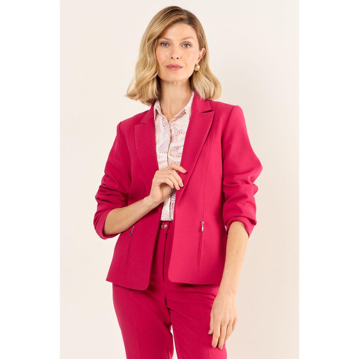 MA GRIFFE - Blazer Bolsillo Cierre Mujer Fucsia Magriffe