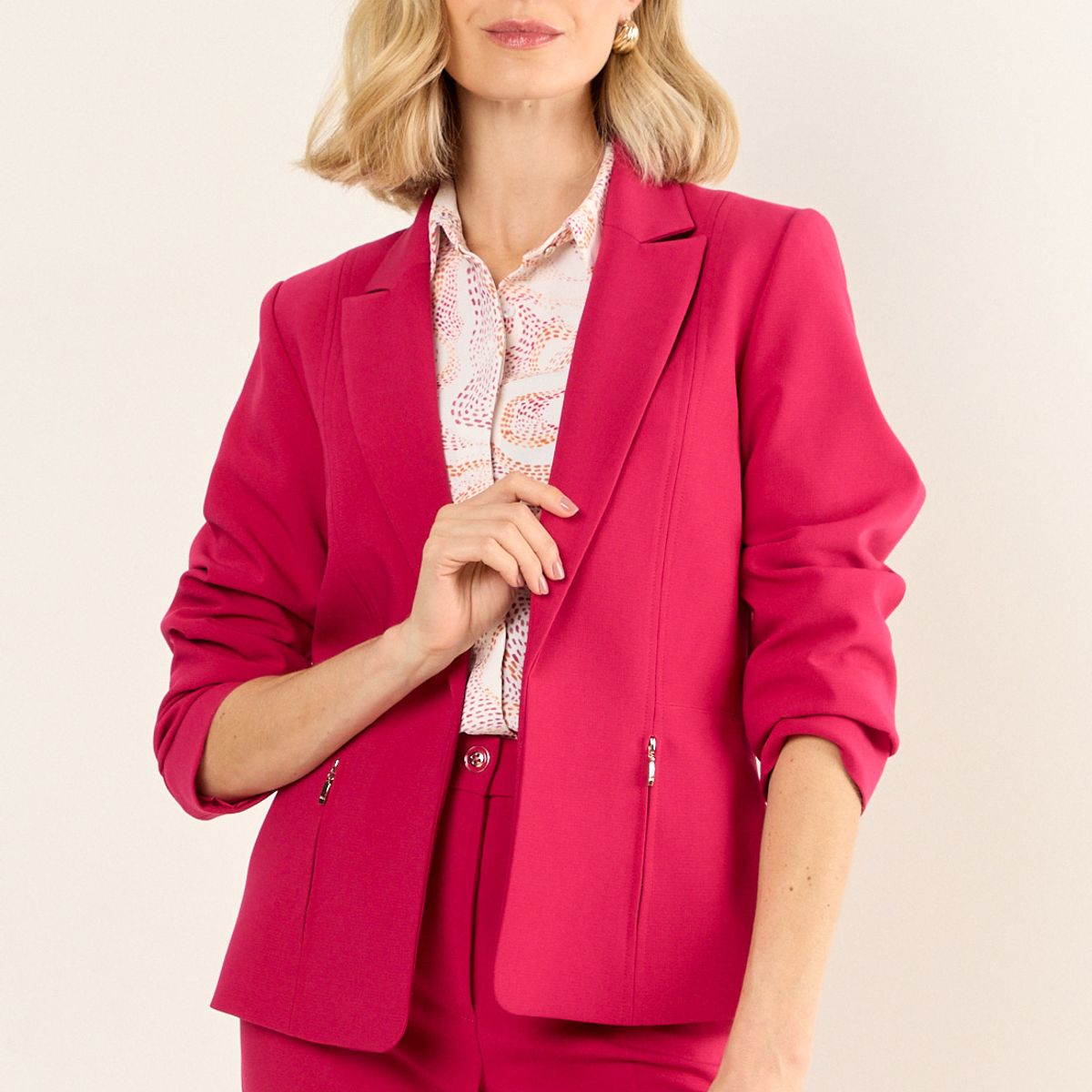 MA GRIFFE - Blazer Bolsillo Cierre Mujer Fucsia Magriffe