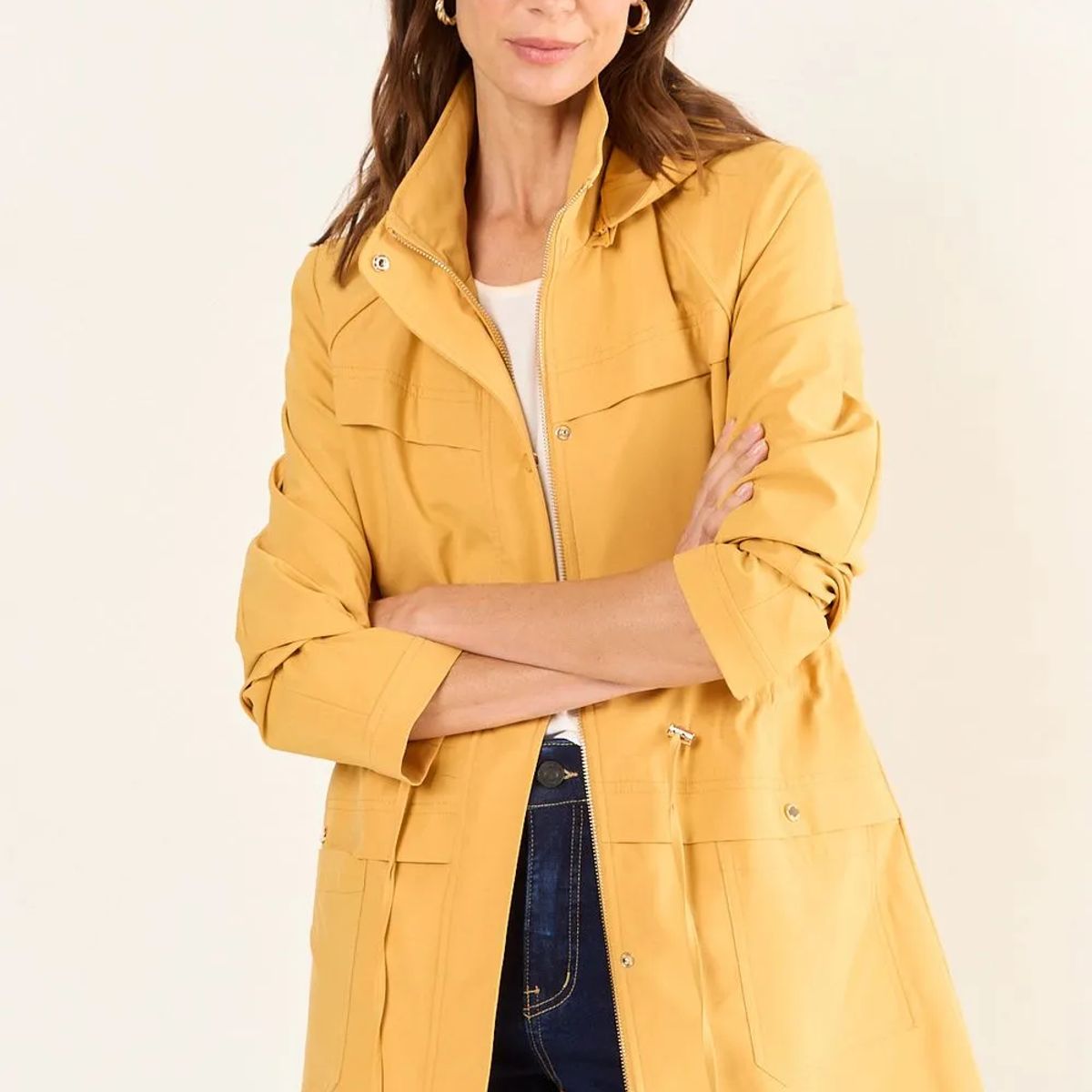 MA GRIFFE - Trench Sport Con Gorro Desmontable Mujer Amarillo Magriffe