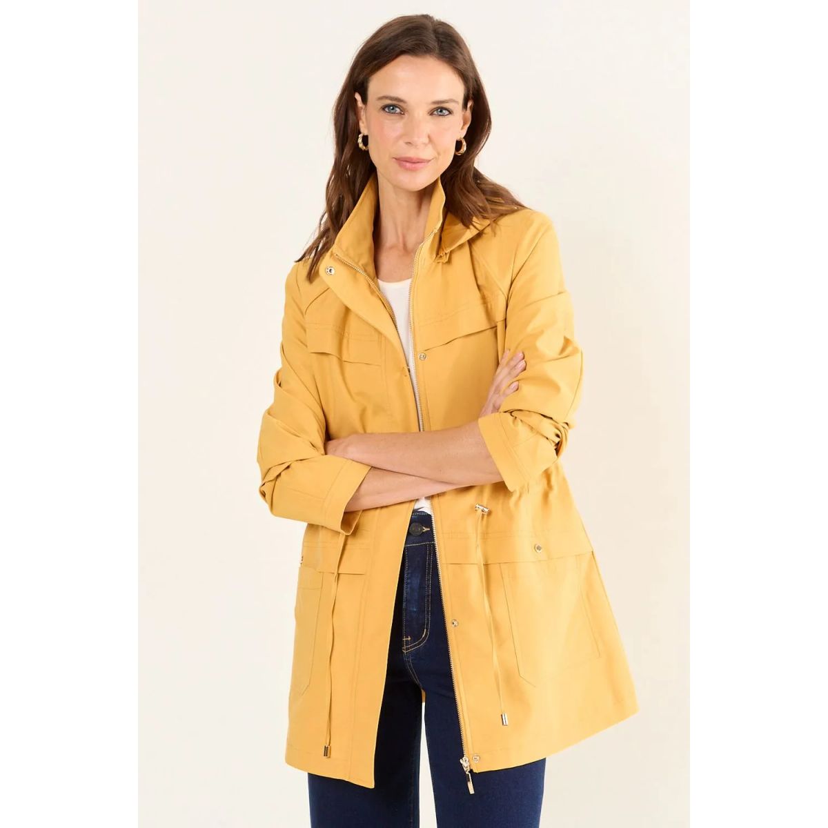 MA GRIFFE - Trench Sport Con Gorro Desmontable Mujer Amarillo Magriffe