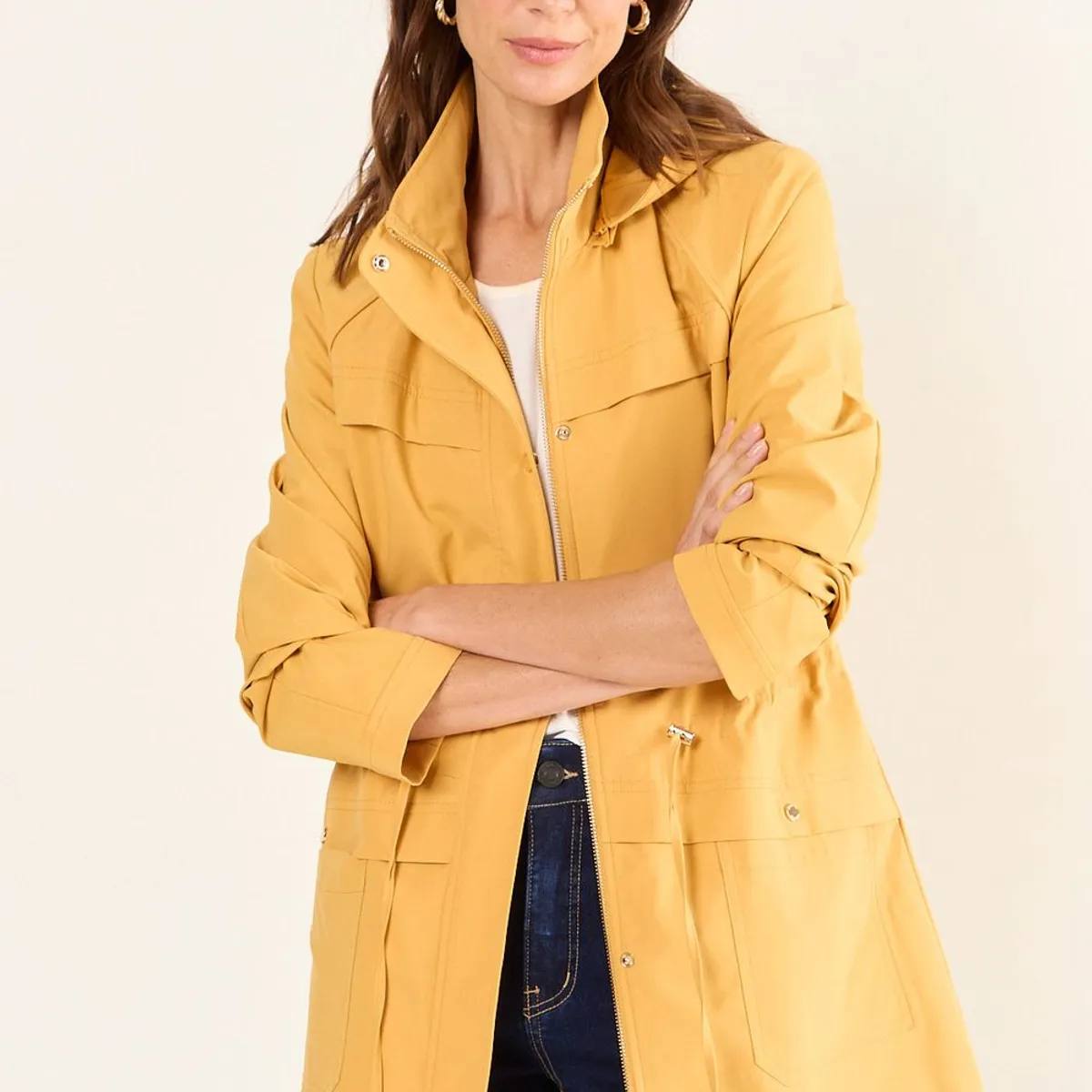 MA GRIFFE - Trench Sport Con Gorro Desmontable Mujer Amarillo Magriffe