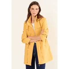 MA GRIFFE - Trench Sport Con Gorro Desmontable Mujer Amarillo Magriffe