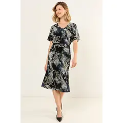 MA GRIFFE - Falda Plisada Estampada Mujer Negro Magriffe