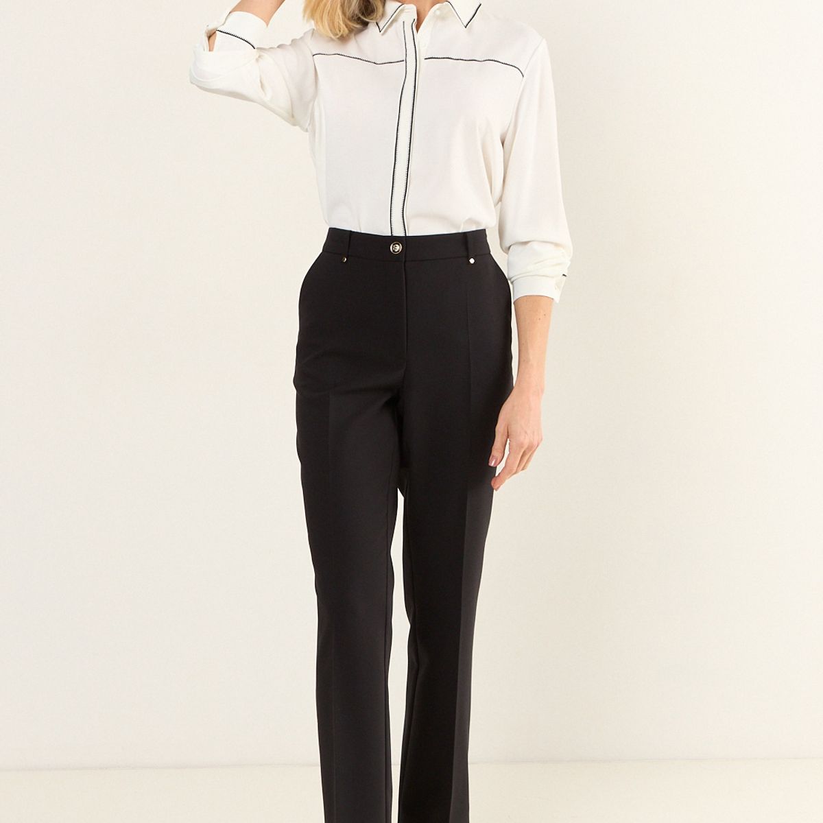 MA GRIFFE - Pantalon Formal Corte Pretina Mujer Negro Magriffe