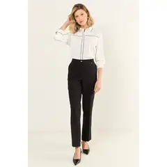 MA GRIFFE - Pantalon Formal Corte Pretina Mujer Negro Magriffe