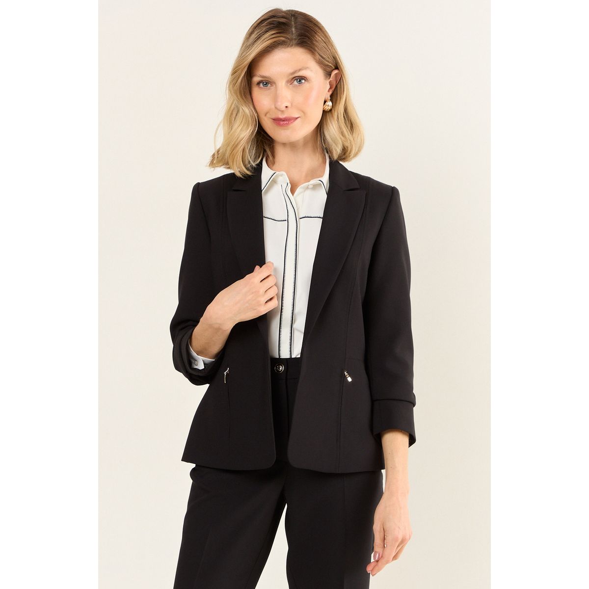 MA GRIFFE - Blazer Bolsillo Cierre Mujer Negro Magriffe
