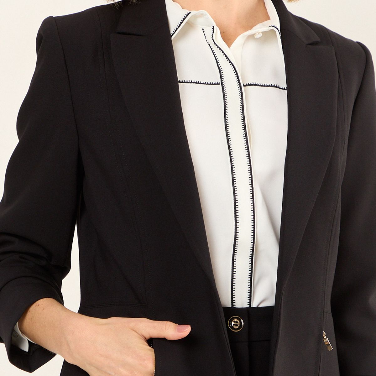 MA GRIFFE - Blazer Bolsillo Cierre Mujer Negro Magriffe