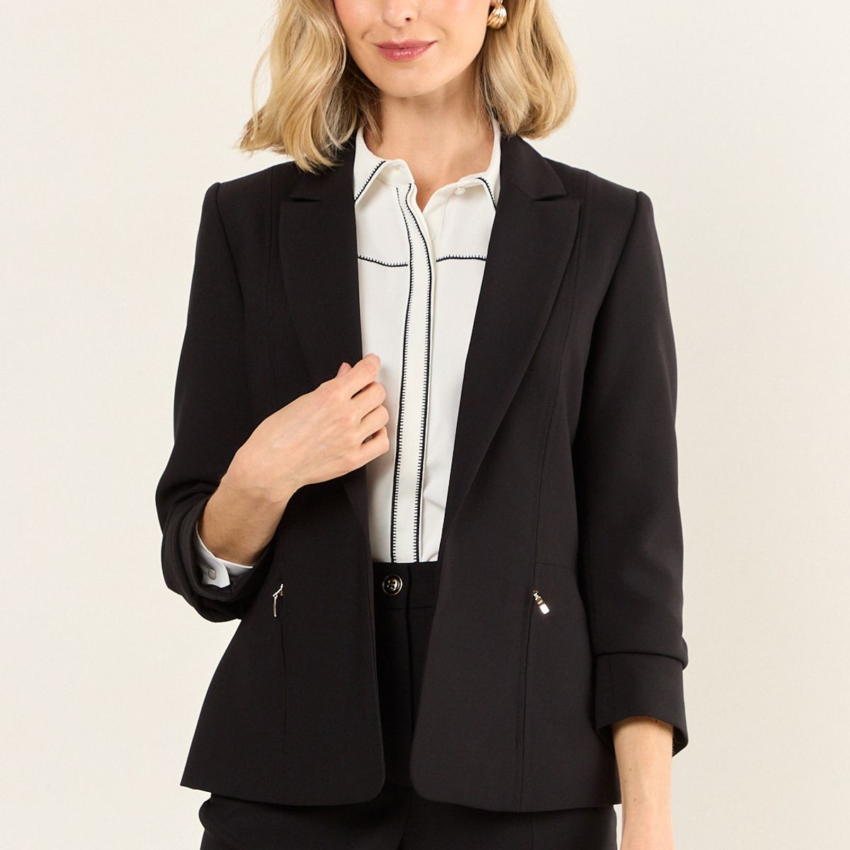 MA GRIFFE - Blazer Bolsillo Cierre Mujer Negro Magriffe
