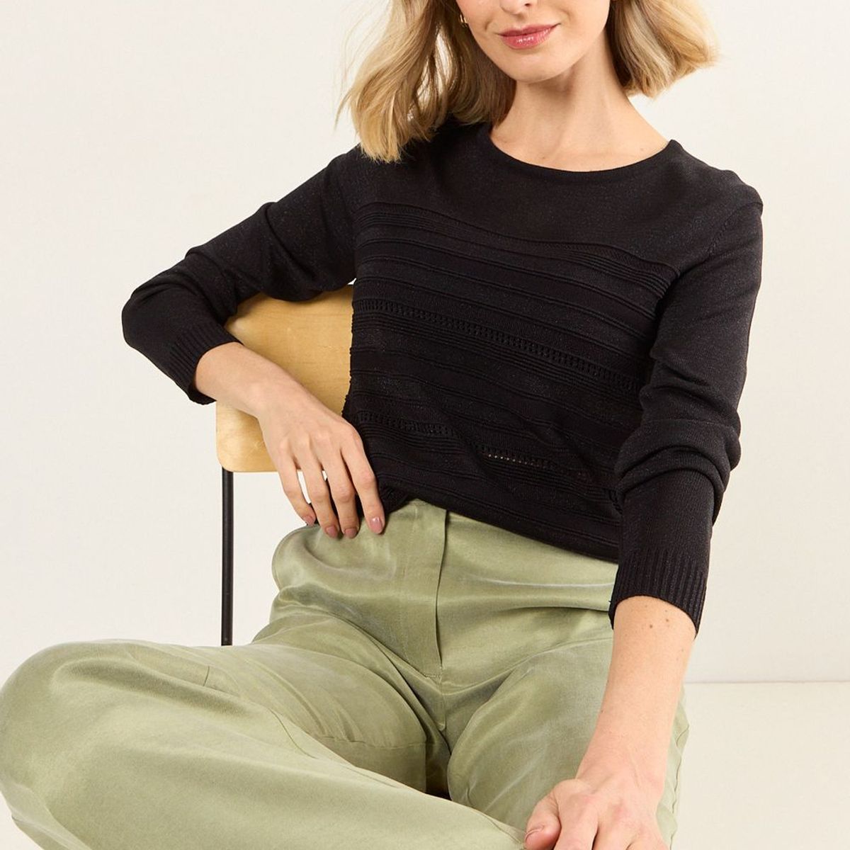 MA GRIFFE - Tejido Cerrado Lurex Mujer Negro Magriffe