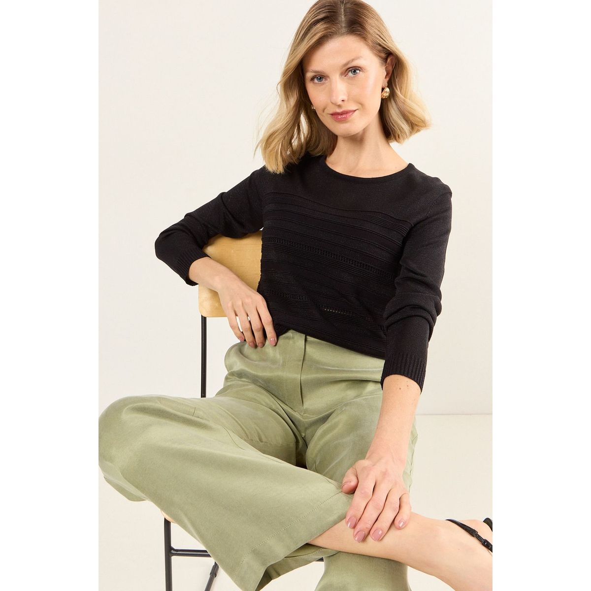 MA GRIFFE - Tejido Cerrado Lurex Mujer Negro Magriffe