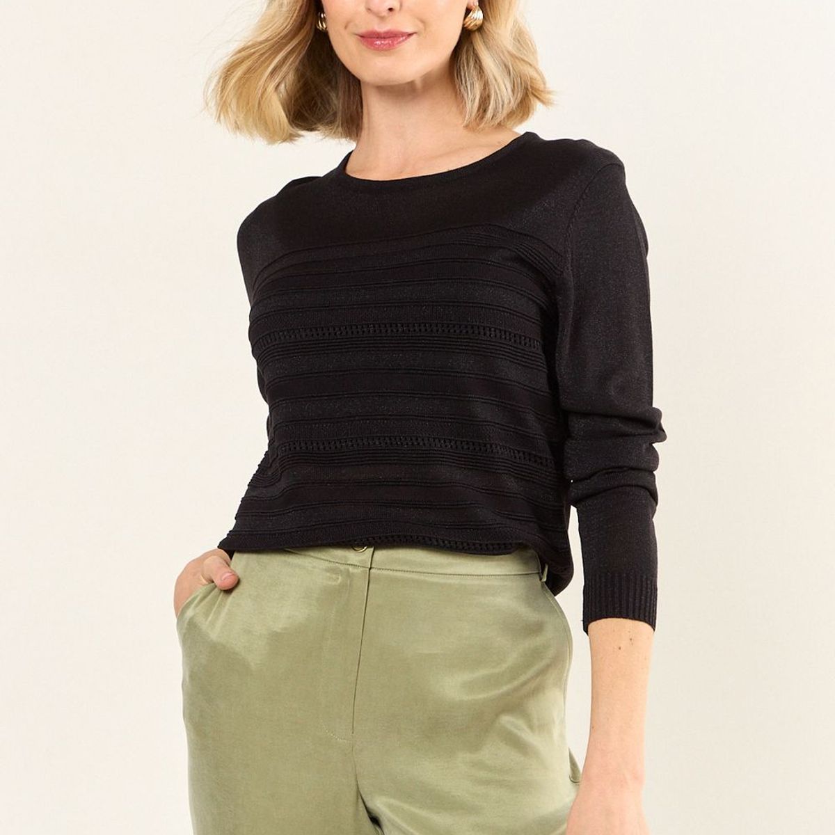 MA GRIFFE - Tejido Cerrado Lurex Mujer Negro Magriffe