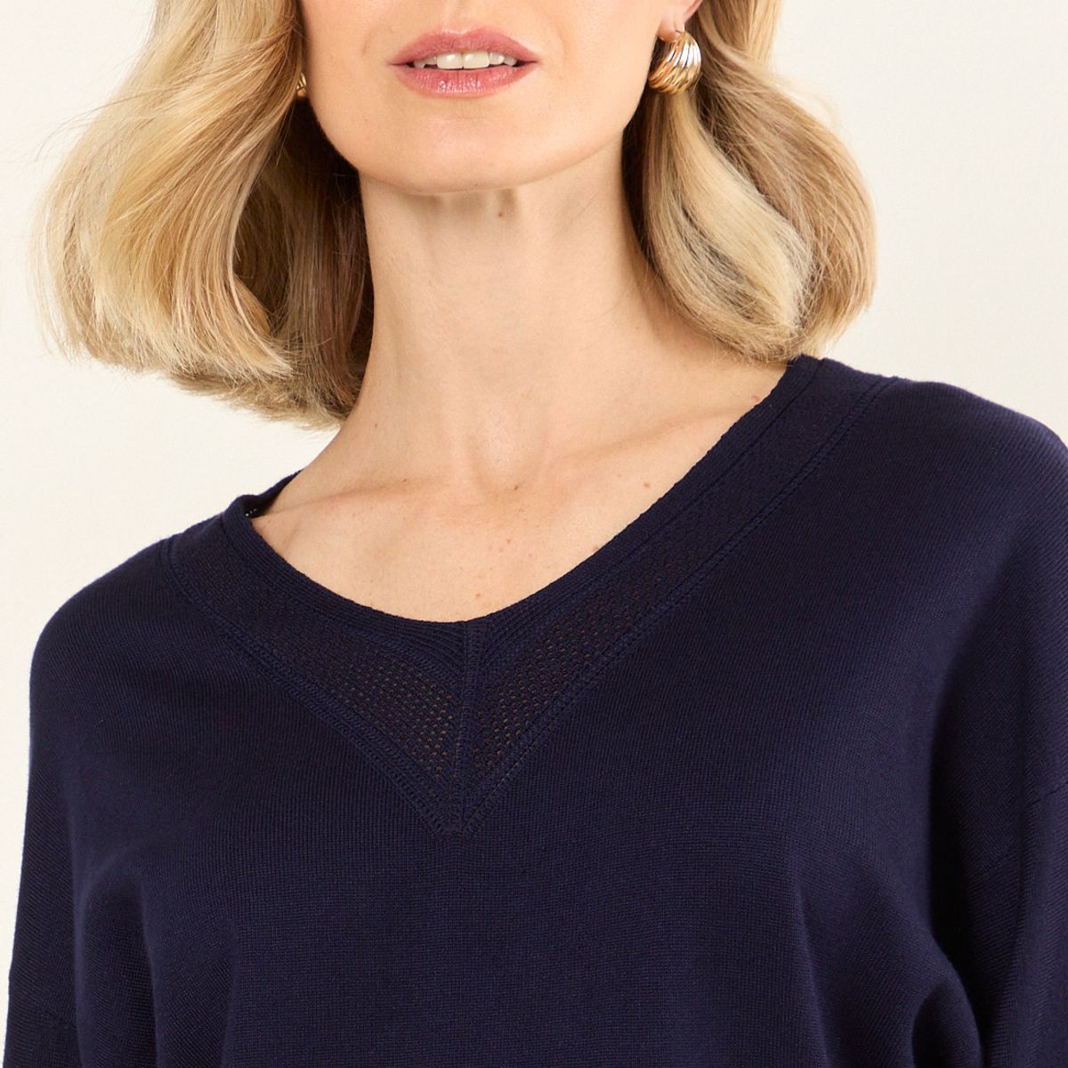 MA GRIFFE - Polera Tejida Lurex Mujer Azul Magriffe