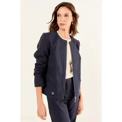 MA GRIFFE - Casaca Cuello Redondo Mujer Azul Magriffe